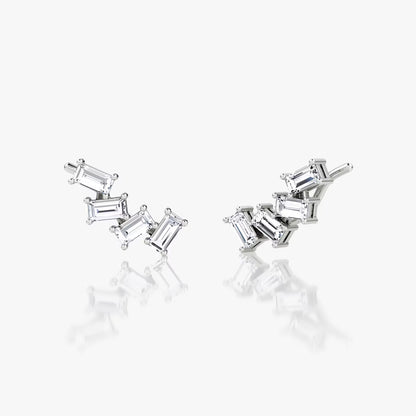 Cluster- 0.80 CT Baguette Moissanite Earrings