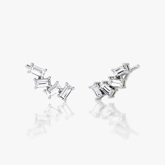 Cluster- 0.80 CT Baguette Moissanite Earrings