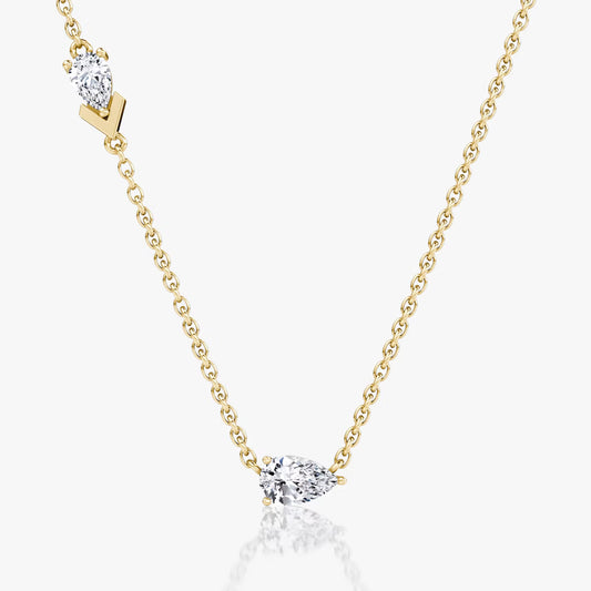 Toi Et Moi- 0.40 CT Pear Moissanite Necklace