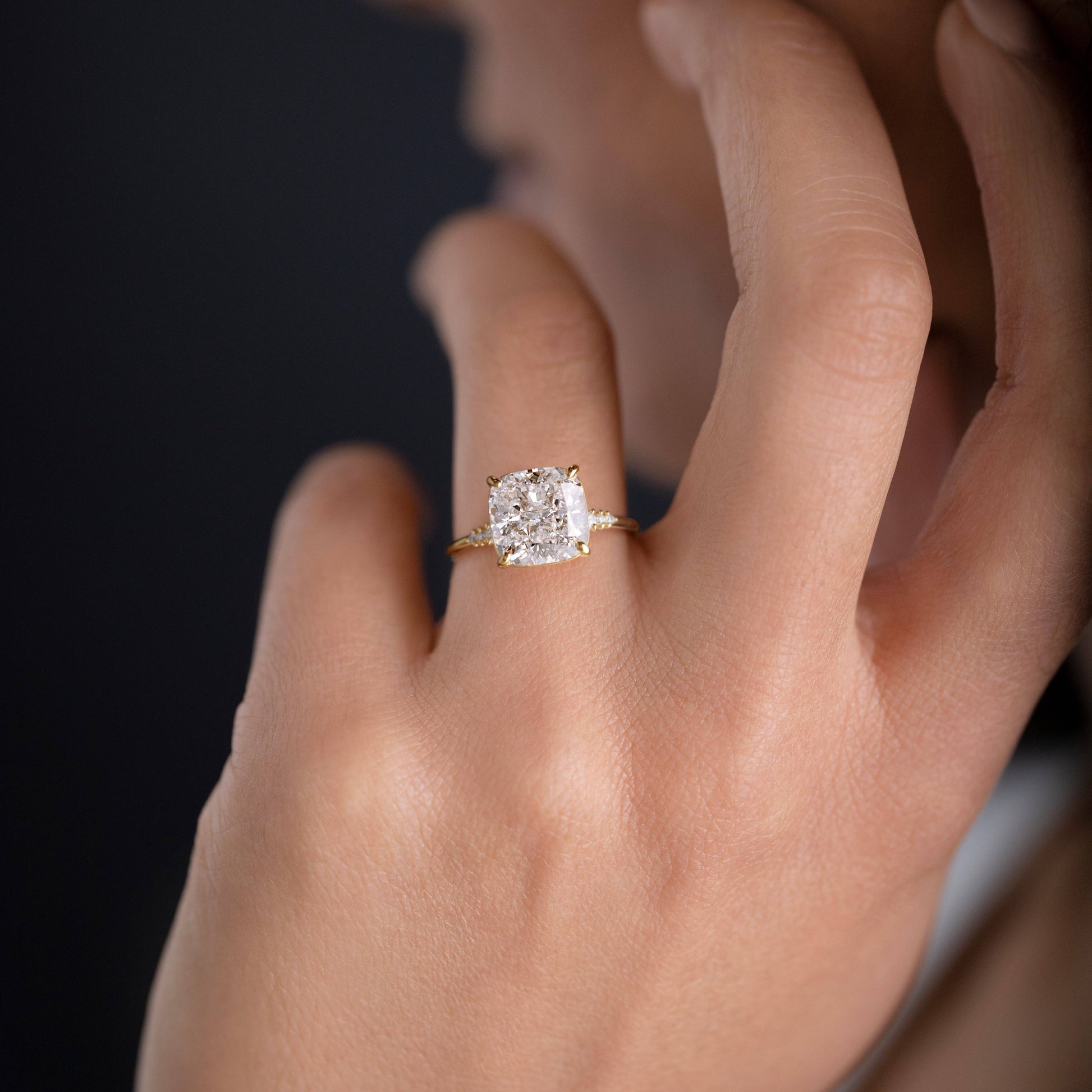 Cluster Style-Cushion Lab Grown Diamond Engagement Ring