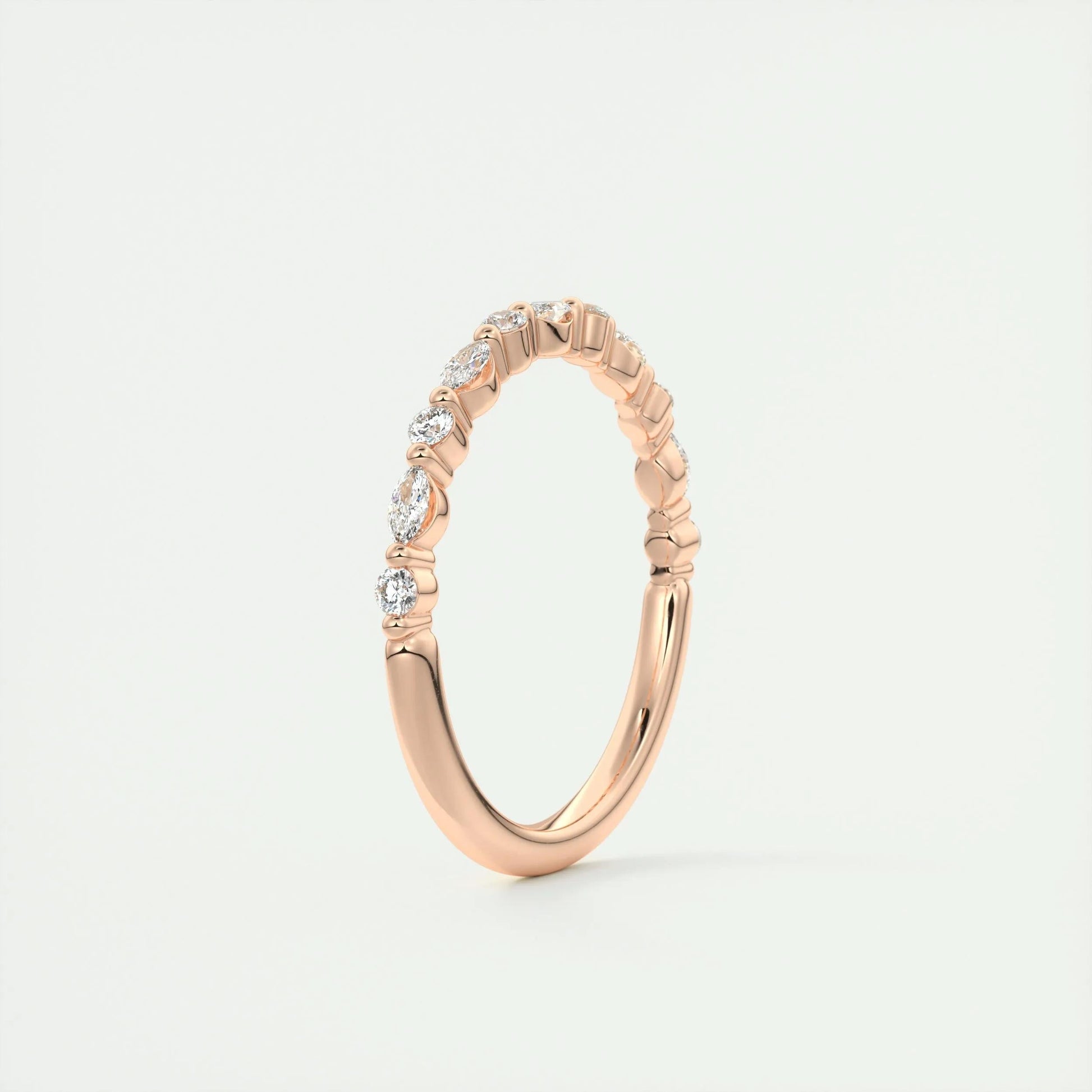 0.32 CT Marquise & Round Multi Stones CVD EF/VVS Diamond Wedding Band 17