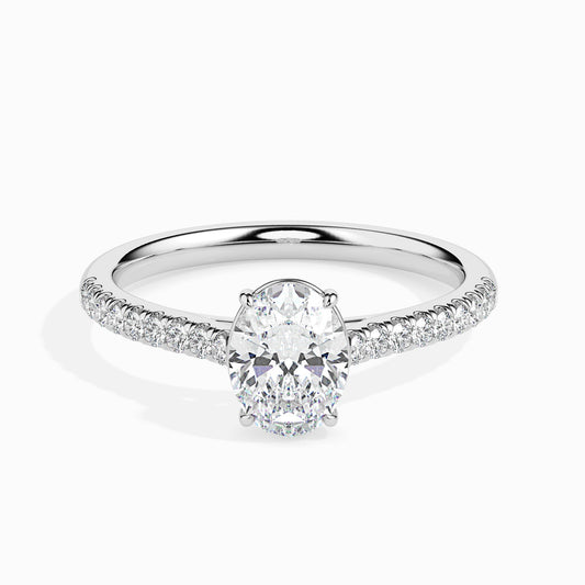 1 CT Oval Cut Pave CVD F/VS Diamond Engagement Ring 1