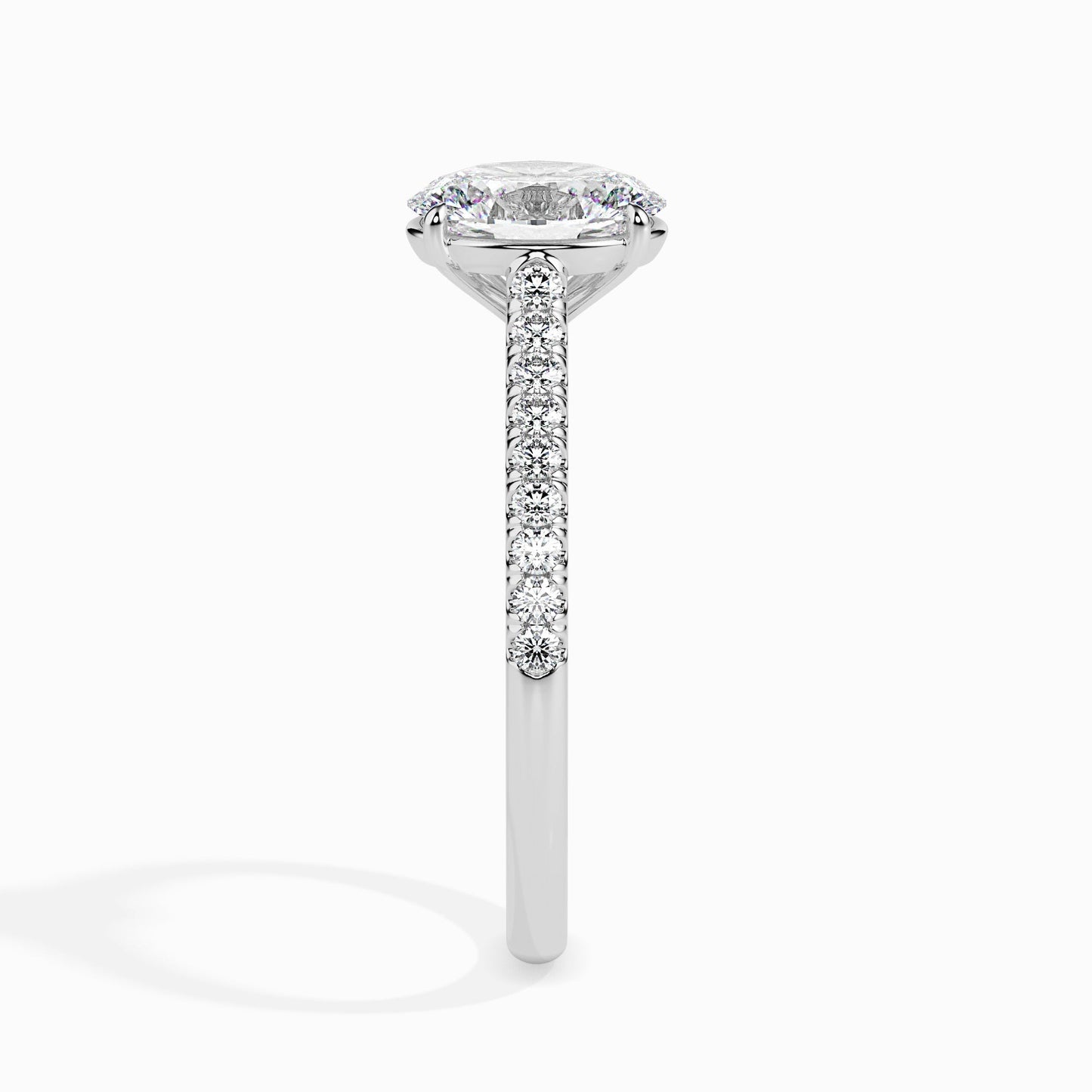 1 CT Oval Cut Pave CVD F/VS Diamond Engagement Ring 2