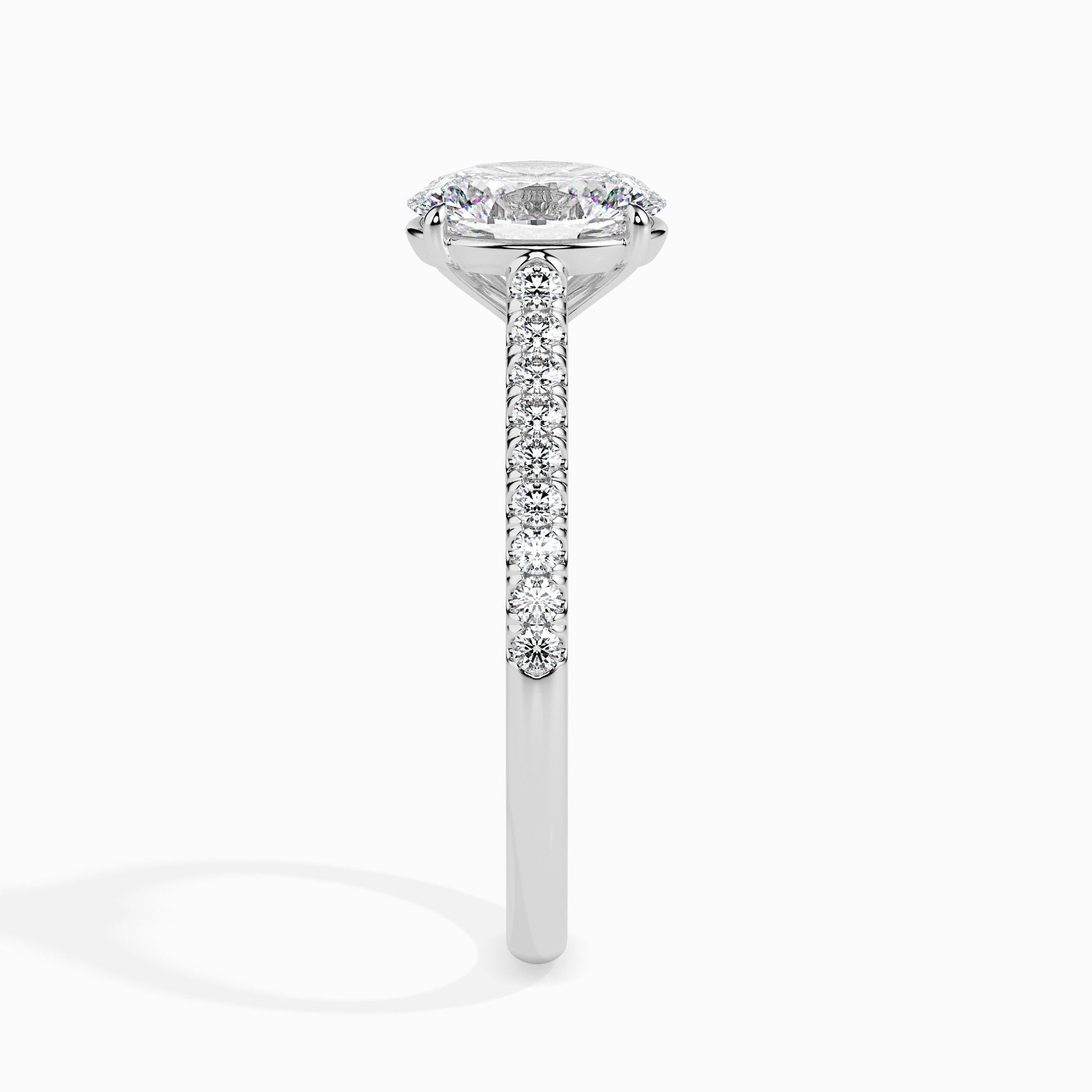 1 CT Oval Cut Pave CVD F/VS Diamond Engagement Ring 2