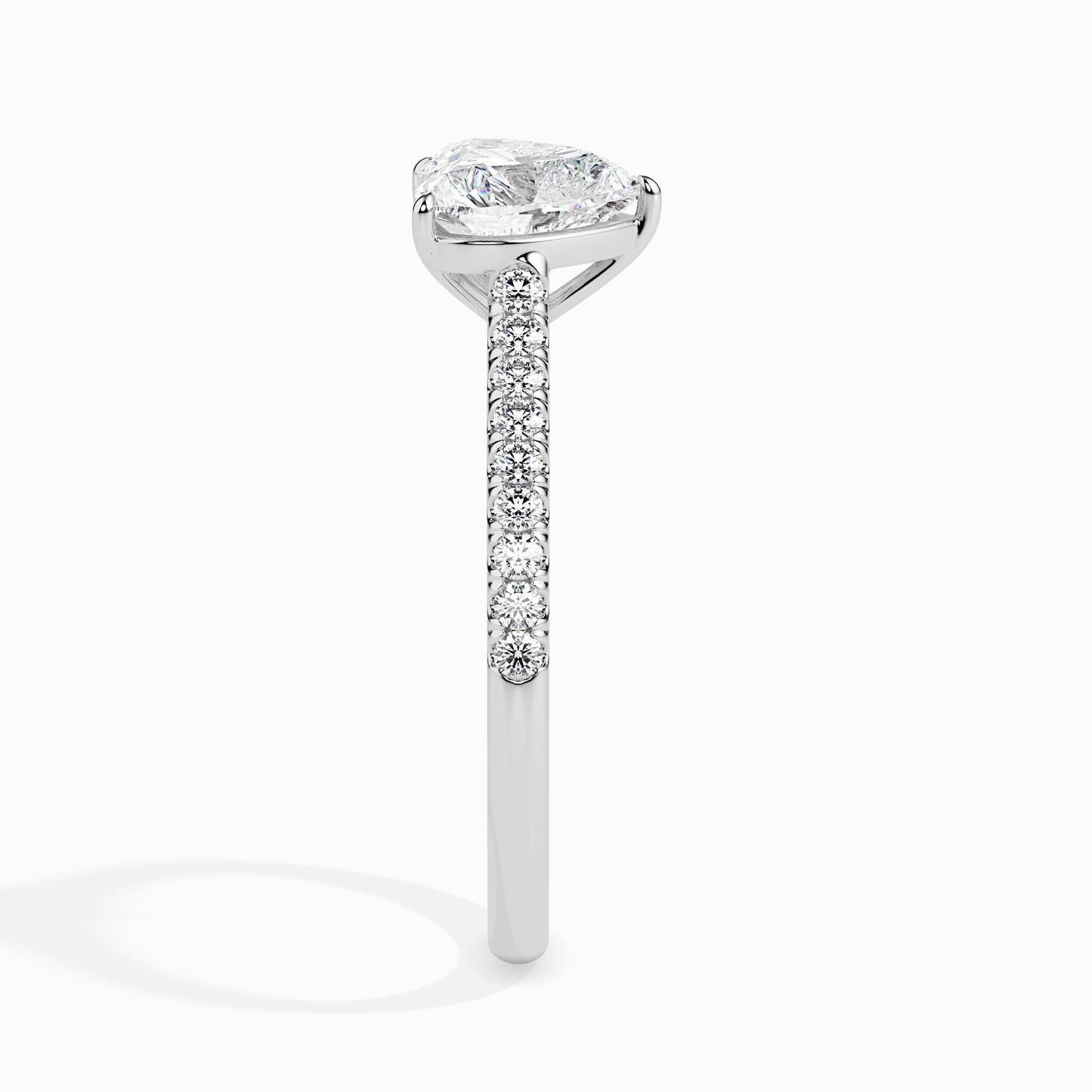 1 CT Heart Cut Pave CVD F/VS Diamond Engagement Ring 2