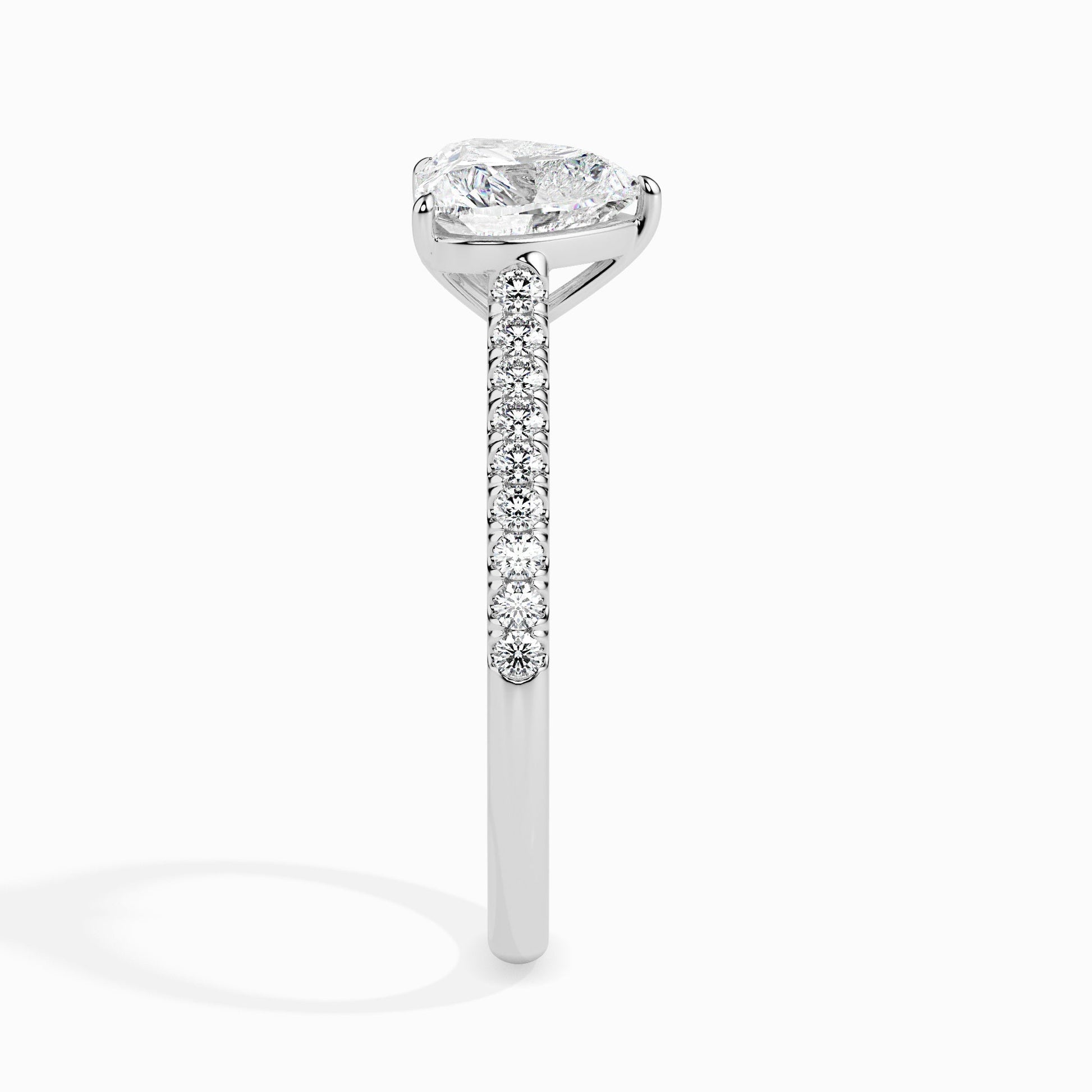 1 CT Heart Cut Pave CVD F/VS Diamond Engagement Ring 2