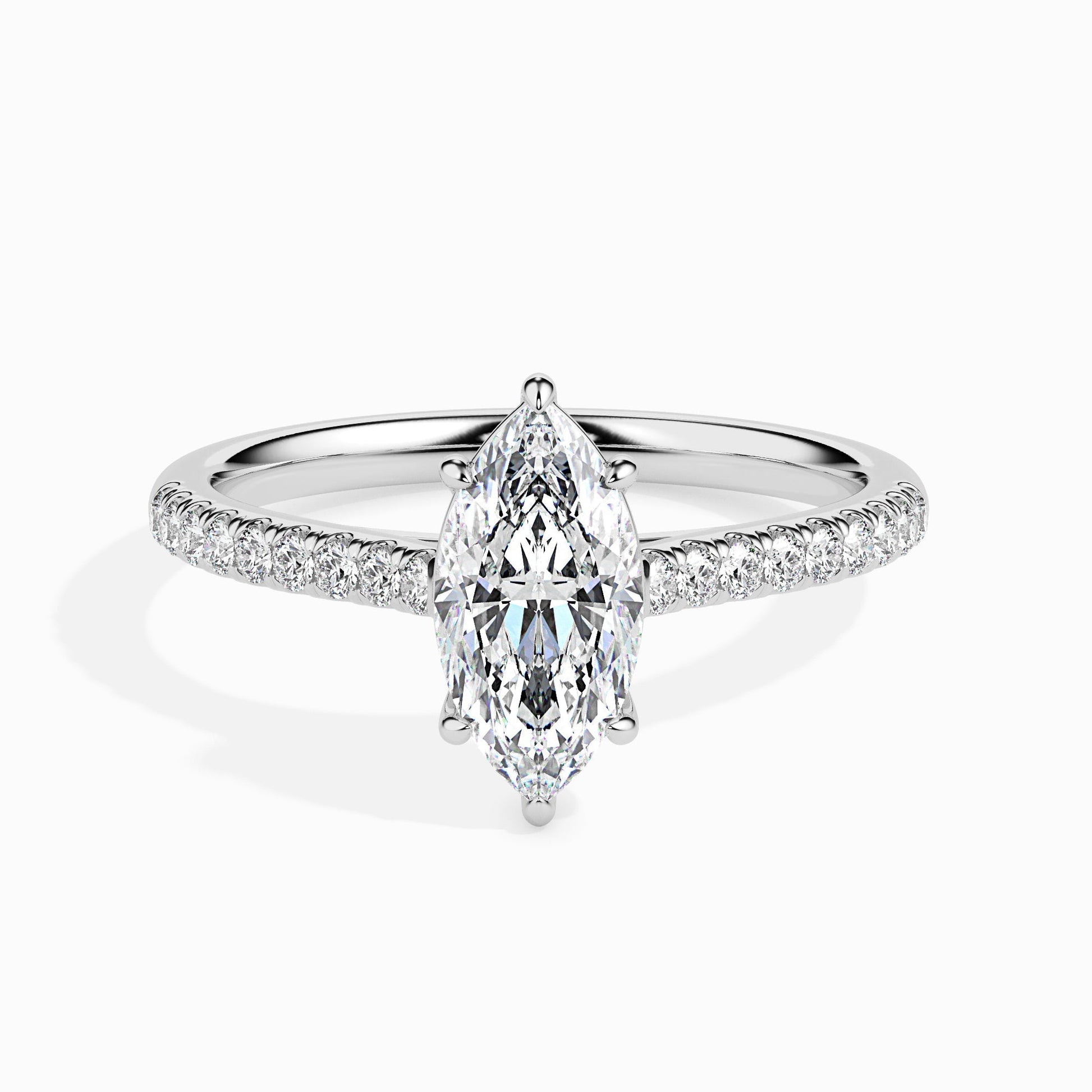 Elegant 1 CT Marquise Lab-Grown Diamond Pave Engagement Ring 9