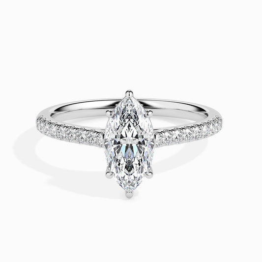 1.0 CT Marquise Cut Pave CVD F/VS Diamond Engagement Ring 1
