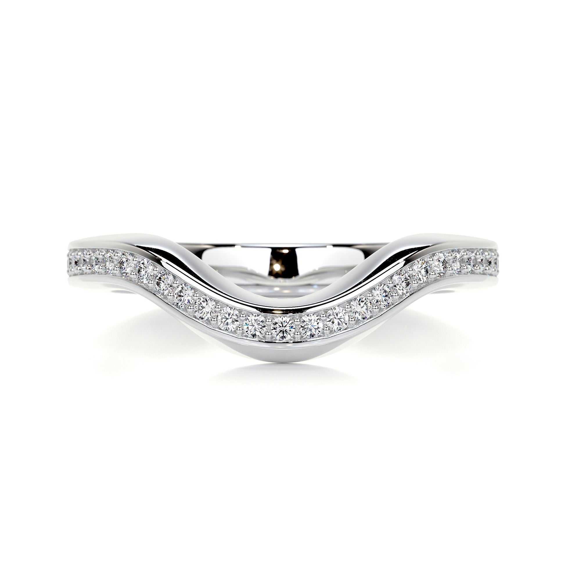 0.3 CT Round Curved CVD EF/VVS Diamond Wedding Band 1