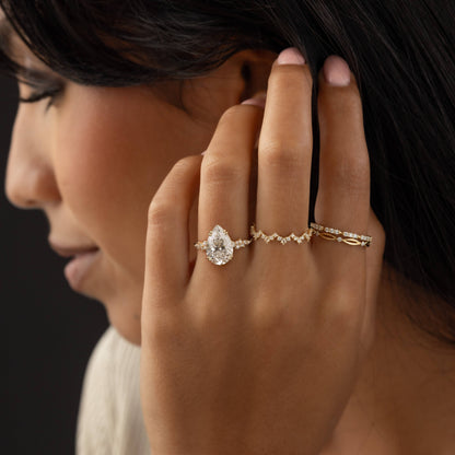 Cluster & Double Prong-Pear Lab Grown Diamond Engagement Ring