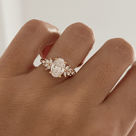 Cluster-Oval Lab Grown Diamond Engagement Ring