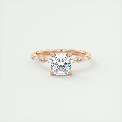 2 CT Cushion Solitaire CVD F/VS1 Diamond Engagement Ring 15