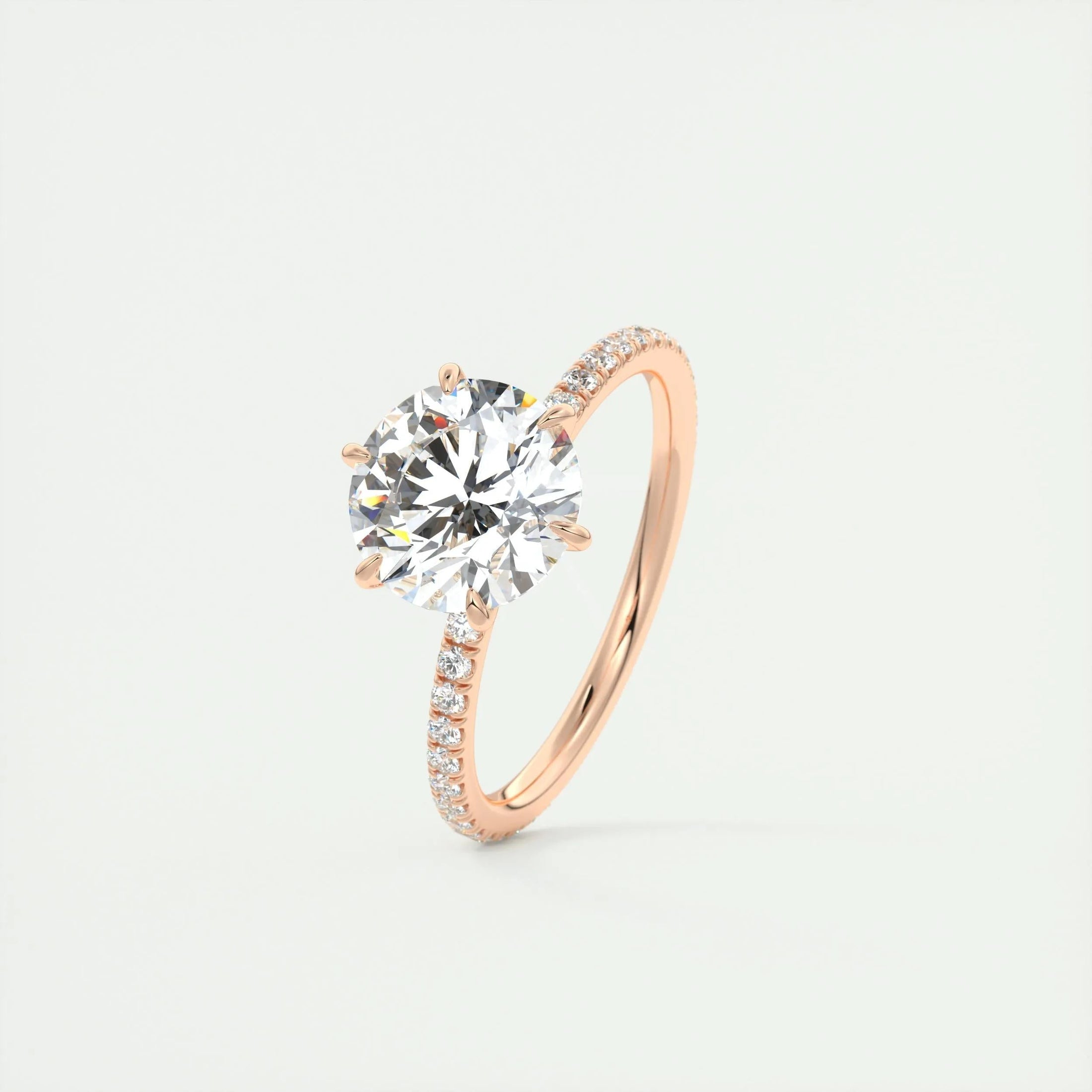 Eternal Radiance: 2.0 CT Round Lab Grown Diamond Pave Engagement Ring