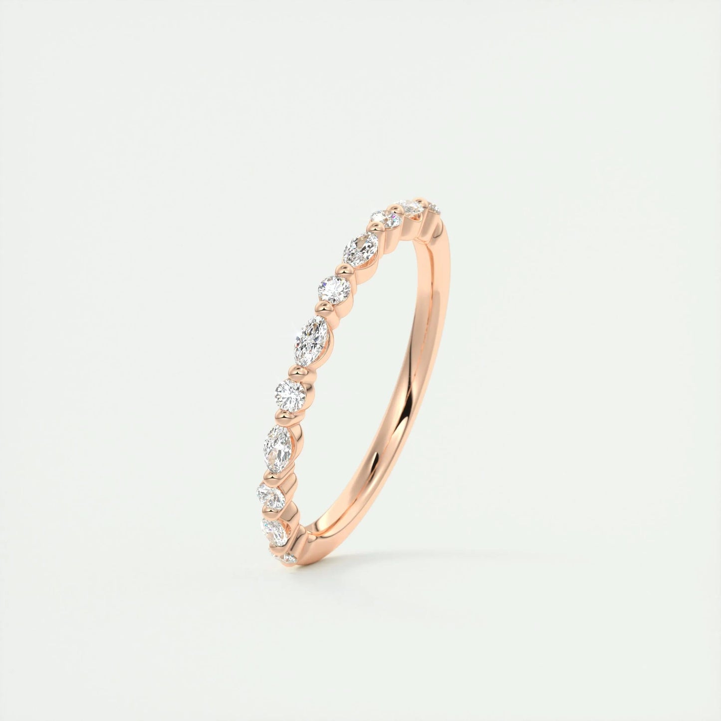 0.32 CT Marquise & Round Multi Stones CVD EF/VVS Diamond Wedding Band 15
