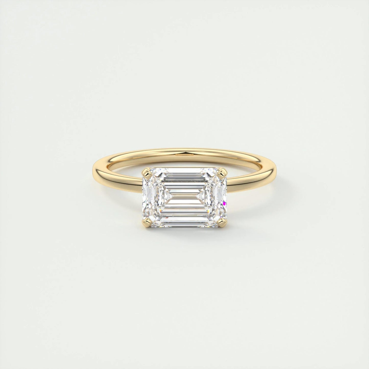 2.0 CT Emerald Lab Grown Diamond East West Solitaire Engagement Ring 9