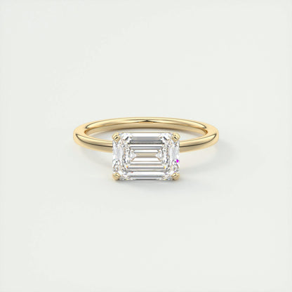 2.0 CT Emerald Lab Grown Diamond East West Solitaire Engagement Ring 9