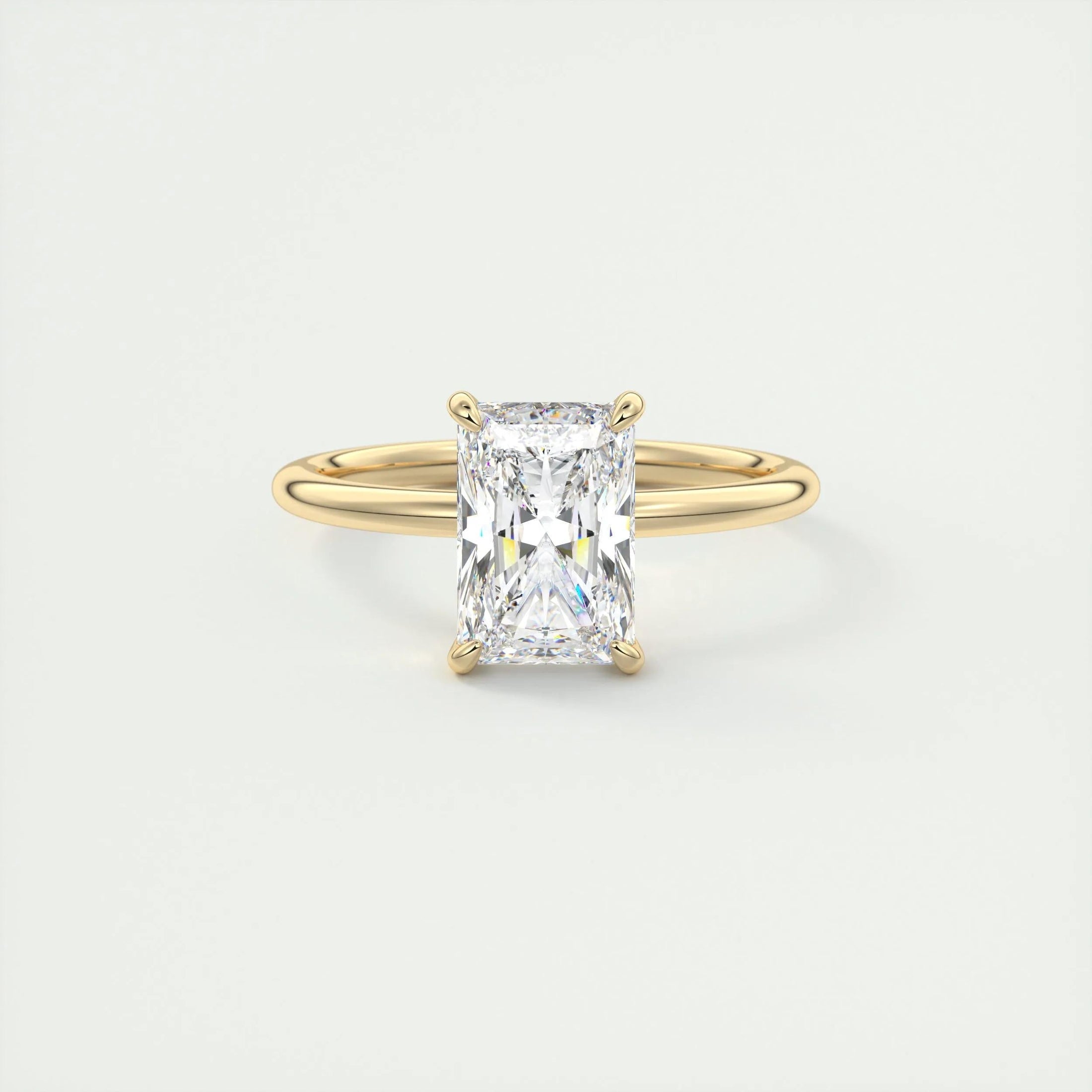 2.0 CT Radiant Cut Lab Grown Diamond Solitaire Engagement Ring