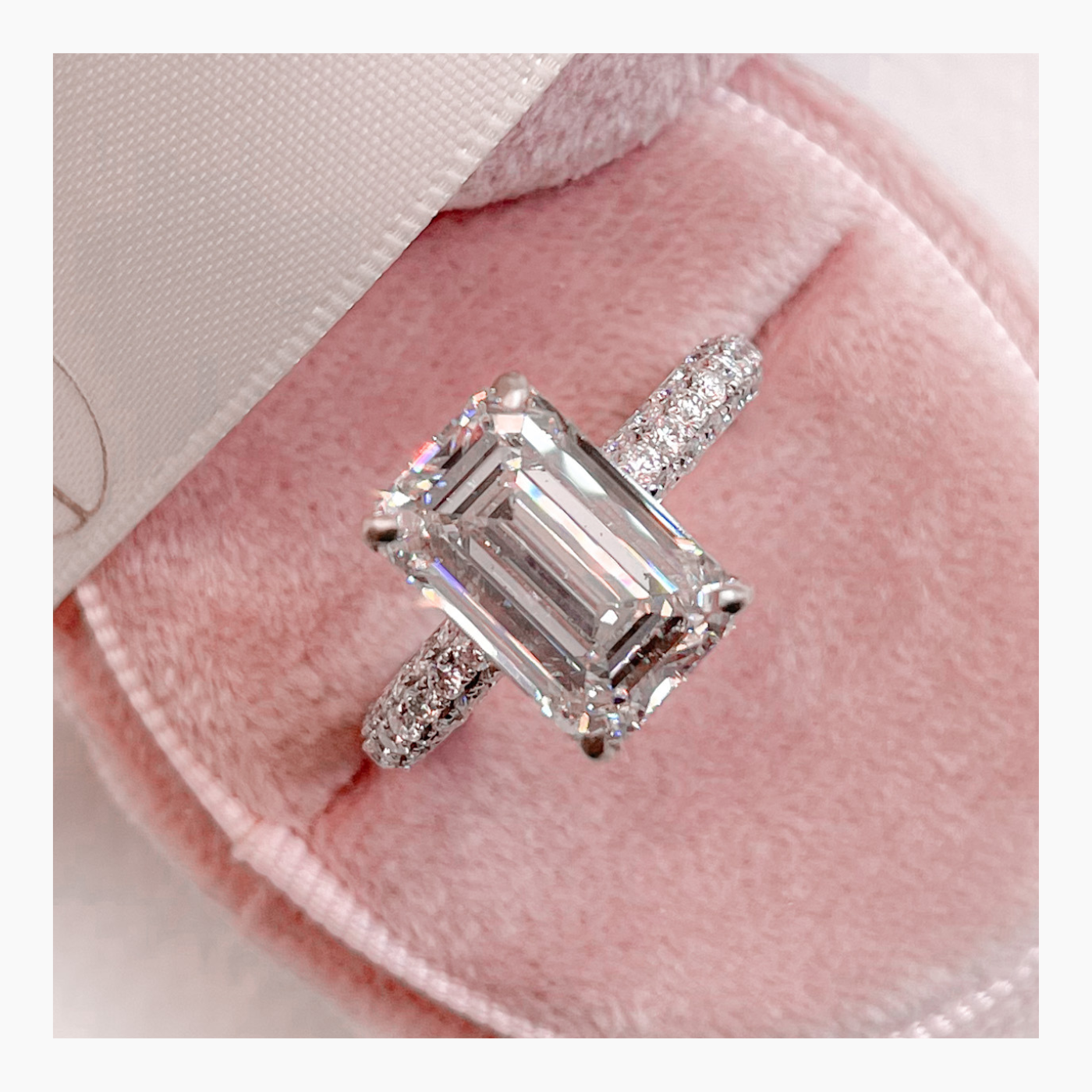 4.5 CT Emerald Cut Lab-Grown Diamond Pave Engagement Ring 1
