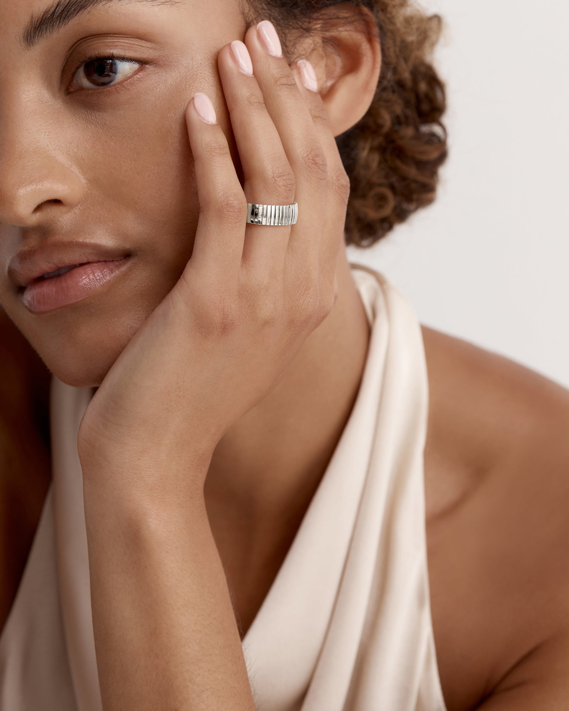 Classic Rugged Simple White Gold Wedding Band 5