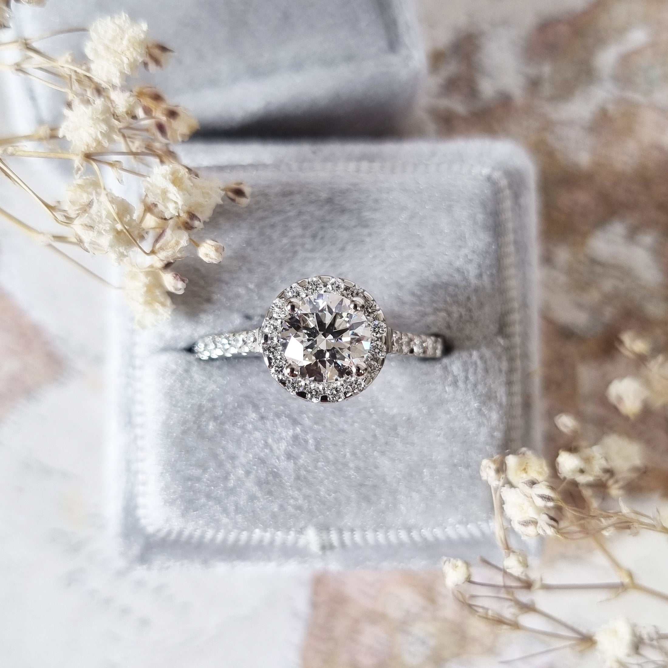 Ethereal 1.02 CT Round Lab-Grown Diamond Halo & Pave Engagement Ring