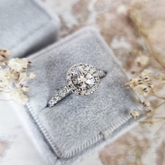 Ethereal 1.02 CT Round Lab-Grown Diamond Halo & Pave Engagement Ring