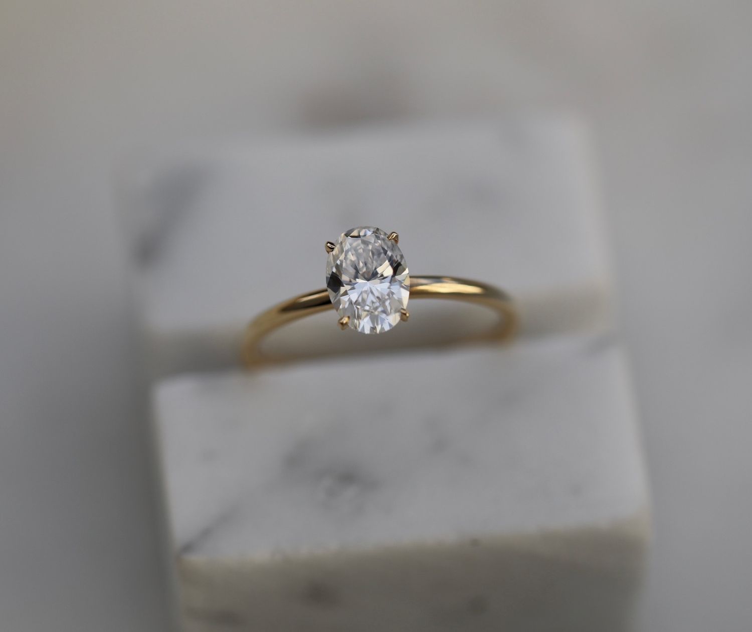 Radiant Elegance: 0.91 CT Oval Lab-Grown Diamond Solitaire Ring