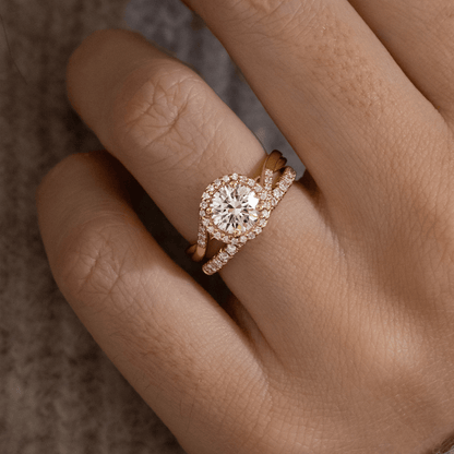 Bypass & Halo-Round Lab Grown Diamond Engagement Ring