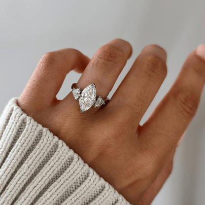 Three Stone-Marquise Cut Lab Grown Diamond Engagement Ring