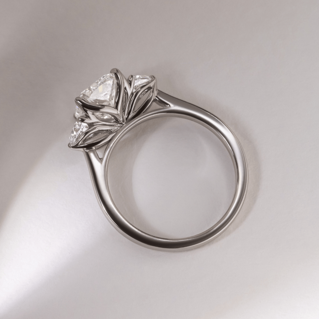 Three Stone-Cushion Cut Lab Grown Diamond Engagement Ring
