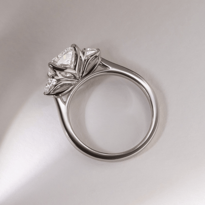 Three Stone-Cushion Cut Lab Grown Diamond Engagement Ring