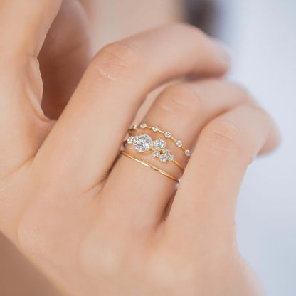 Bezel & Cluster Style-Round Lab Grown Diamond Engagement Ring