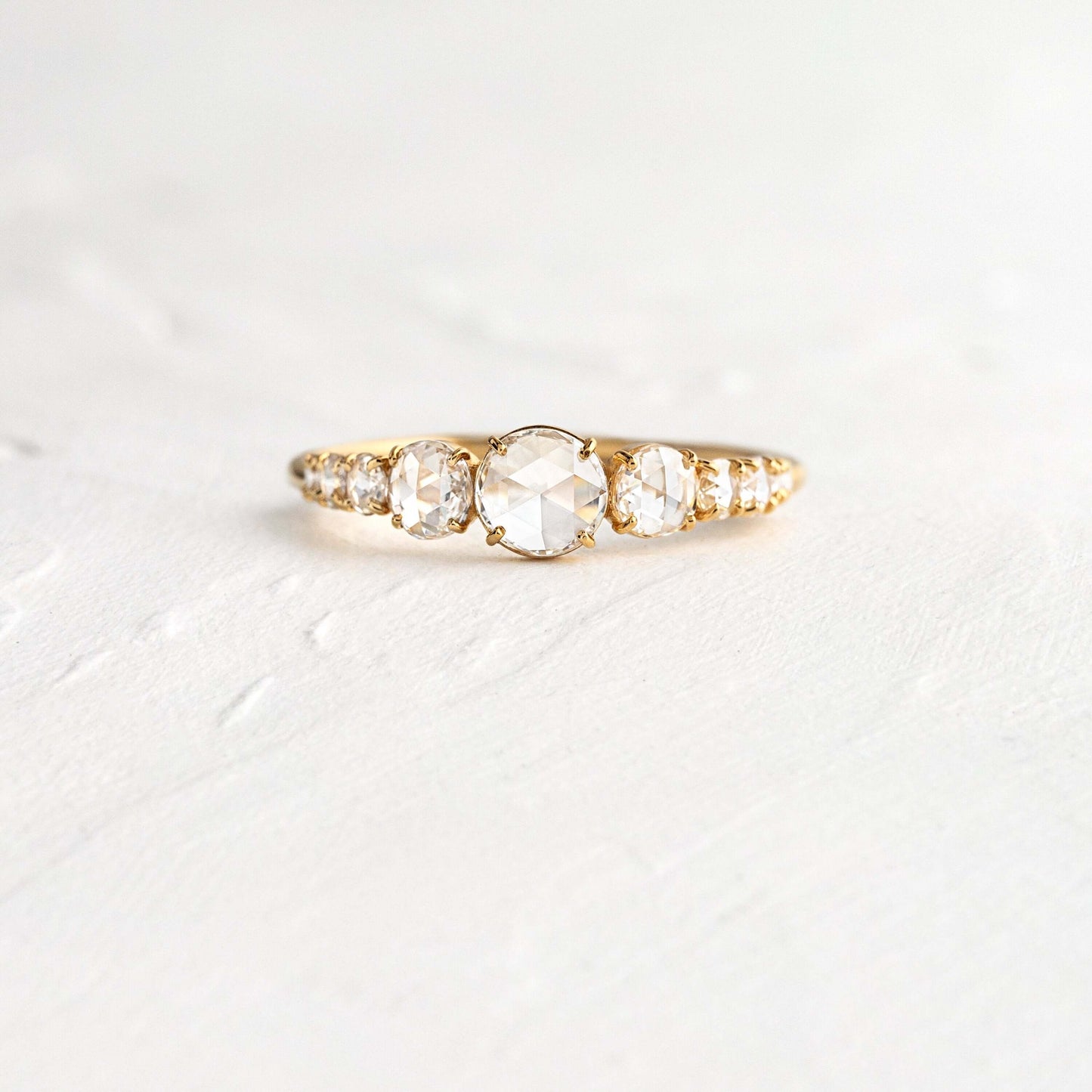 Pave Style-Rose Cut Lab Grown Diamond Engagement Ring