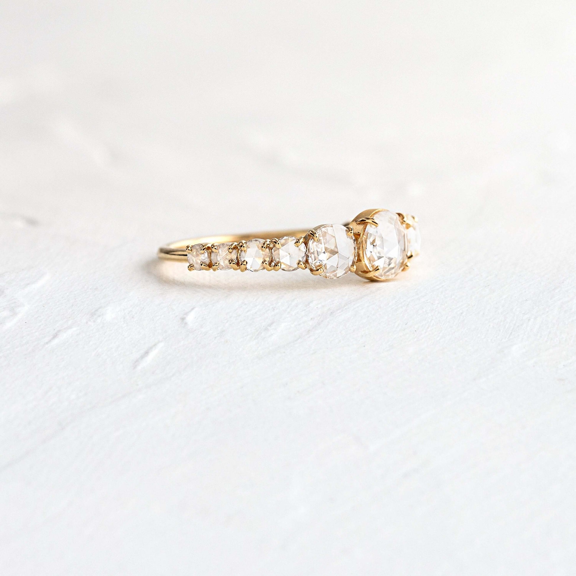 Pave Style-Rose Cut Lab Grown Diamond Engagement Ring