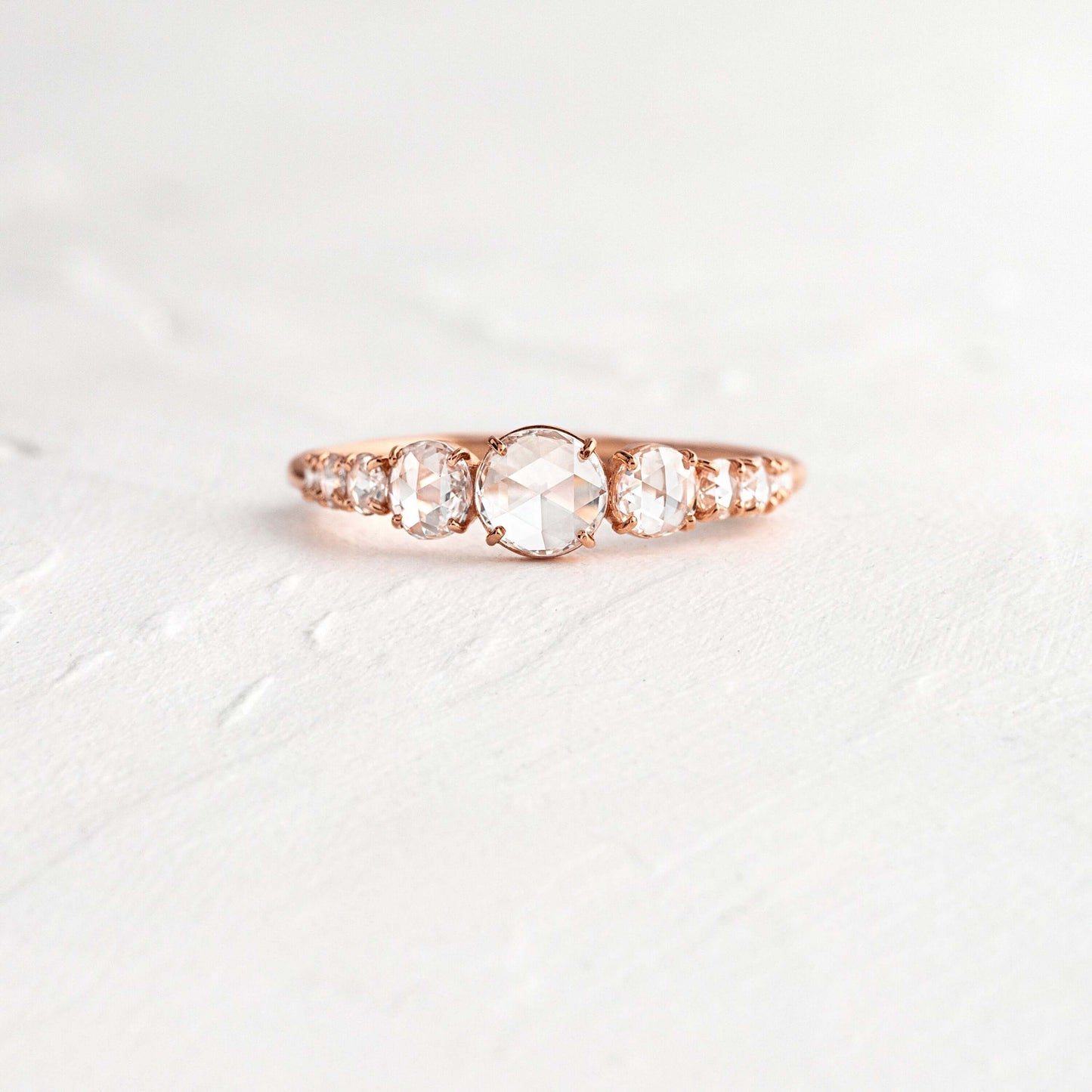 Pave Style-Rose Cut Lab Grown Diamond Engagement Ring