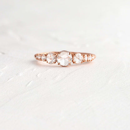 Pave Style-Rose Cut Lab Grown Diamond Engagement Ring