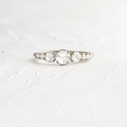 Pave Style-Rose Cut Lab Grown Diamond Engagement Ring