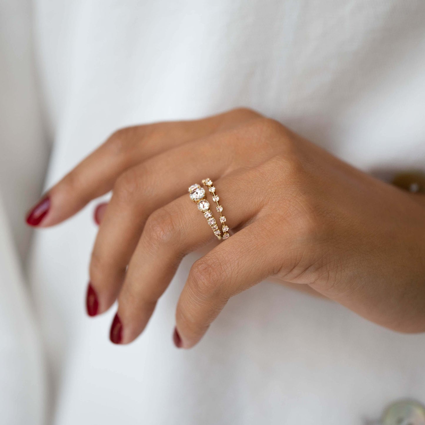 Pave Style-Rose Cut Lab Grown Diamond Engagement Ring