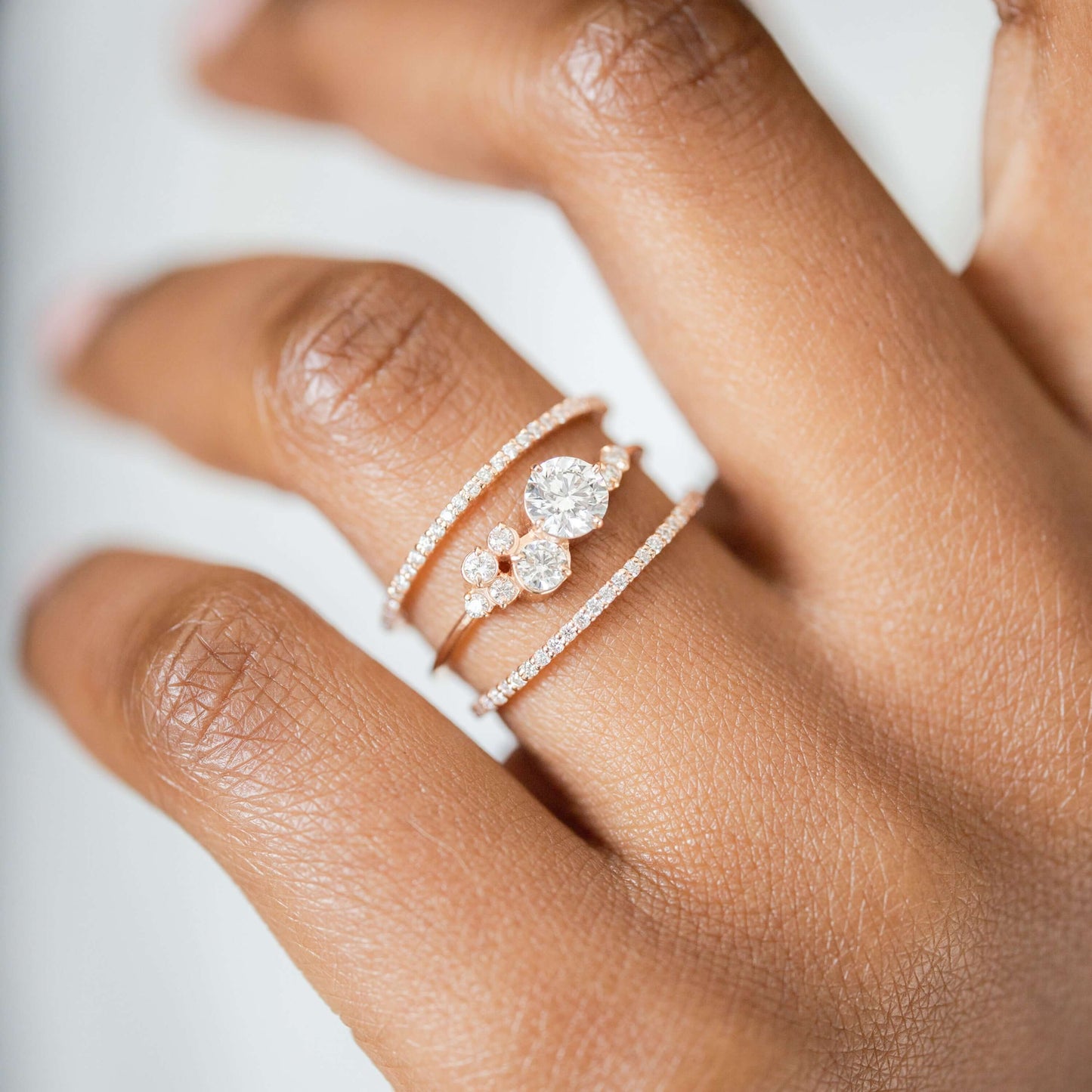Bezel & Cluster Style-Round Lab Grown Diamond Engagement Ring