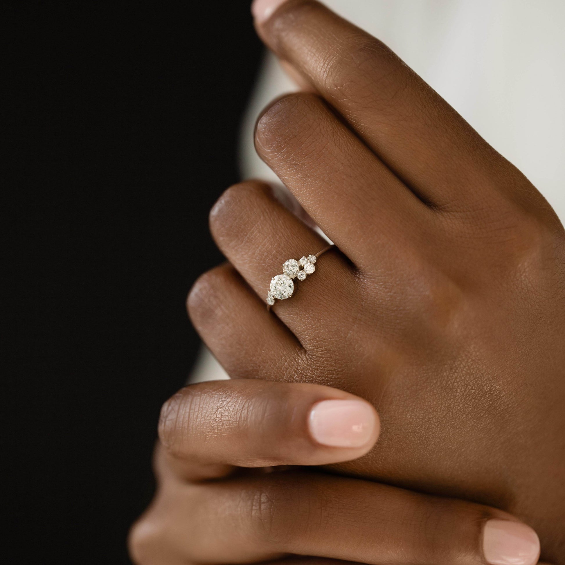 Bezel & Cluster Style-Round Lab Grown Diamond Engagement Ring