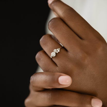 Bezel & Cluster Style-Round Lab Grown Diamond Engagement Ring