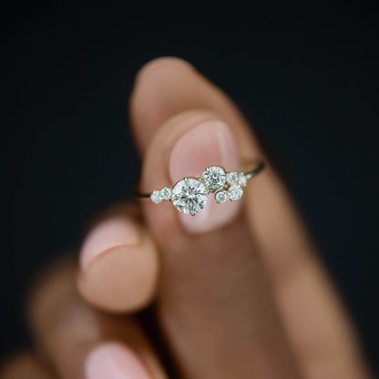 Bezel & Cluster Style-Round Lab Grown Diamond Engagement Ring