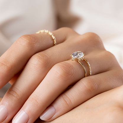 Cluster-Oval Lab Grown Diamond Engagement Ring