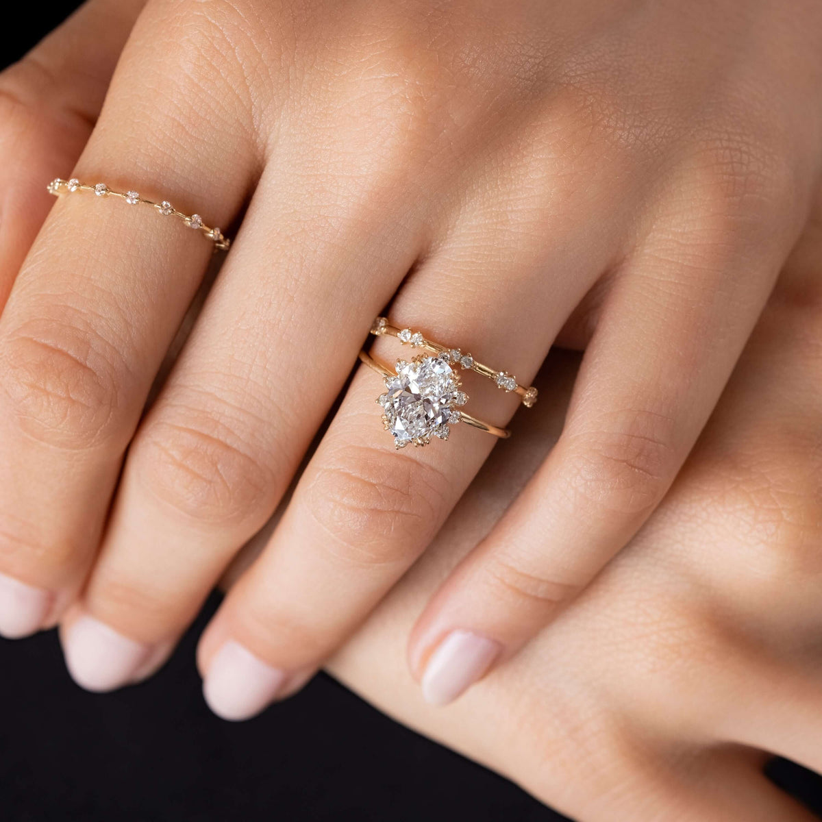 Cluster-Oval Lab Grown Diamond Engagement Ring