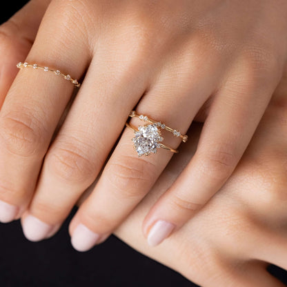 Cluster-Oval Lab Grown Diamond Engagement Ring
