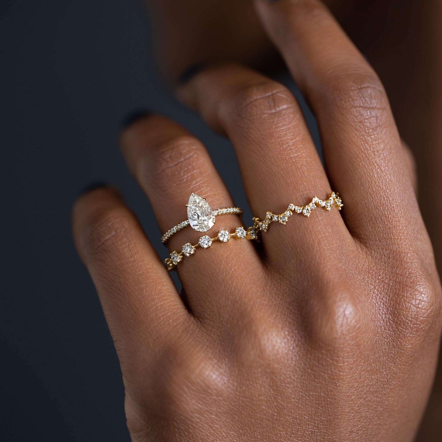 Pave-Pear Lab Grown Diamond Engagement Ring