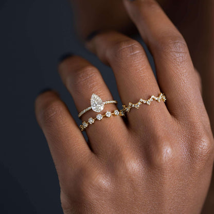 Pave-Pear Lab Grown Diamond Engagement Ring