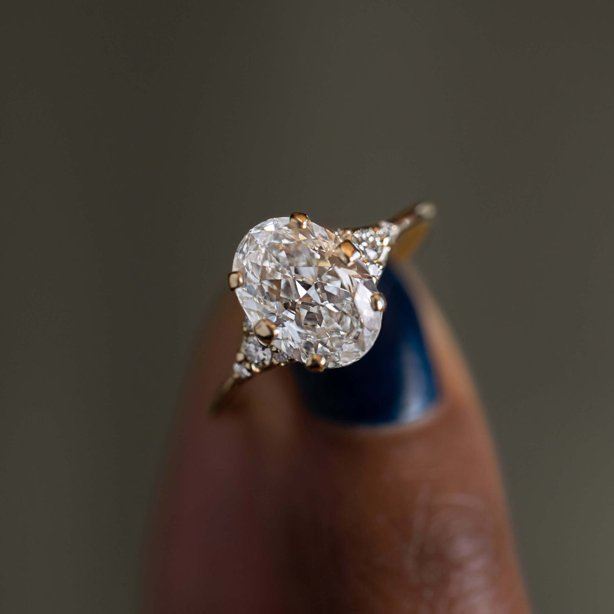 Cluster-Oval Lab Grown Diamond Engagement Ring