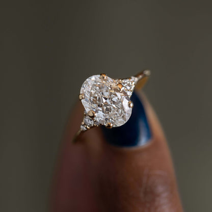 Cluster-Oval Lab Grown Diamond Engagement Ring