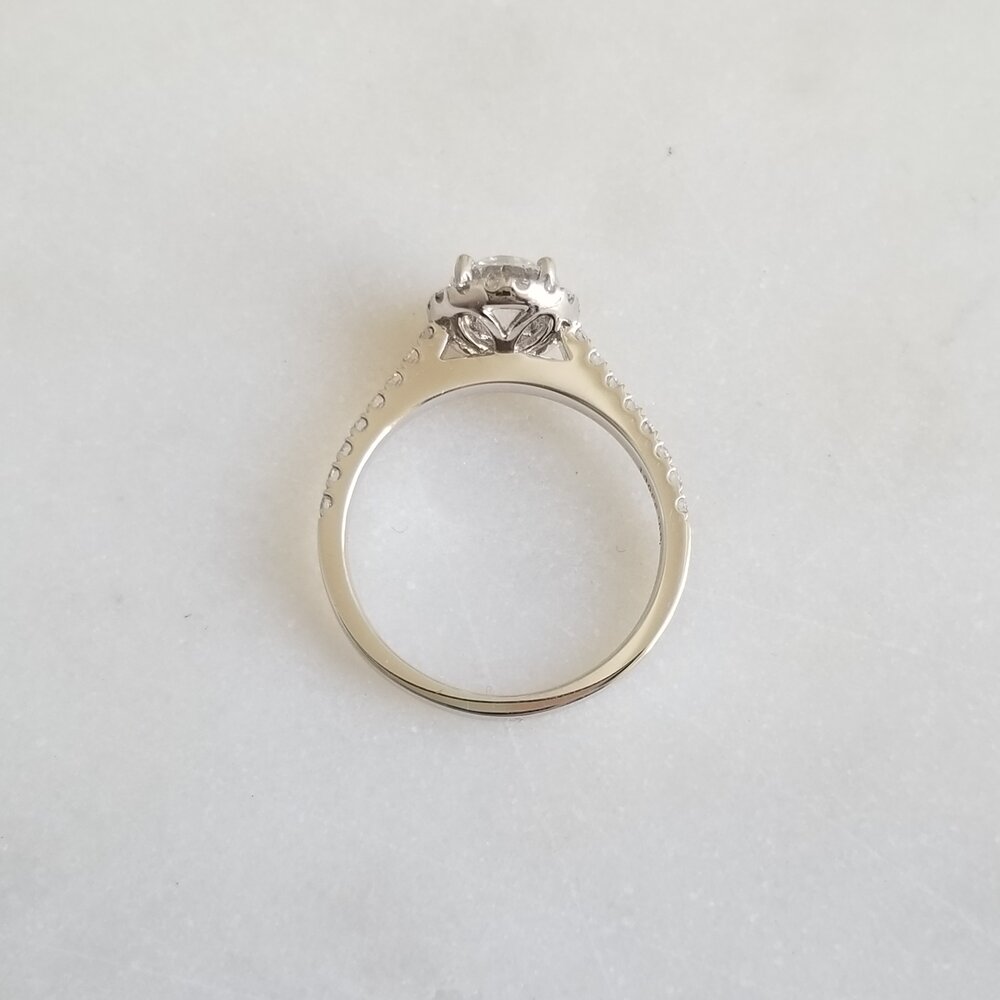 0.80 CT Round Lab-Grown Diamond Halo & Pave Engagement Ring