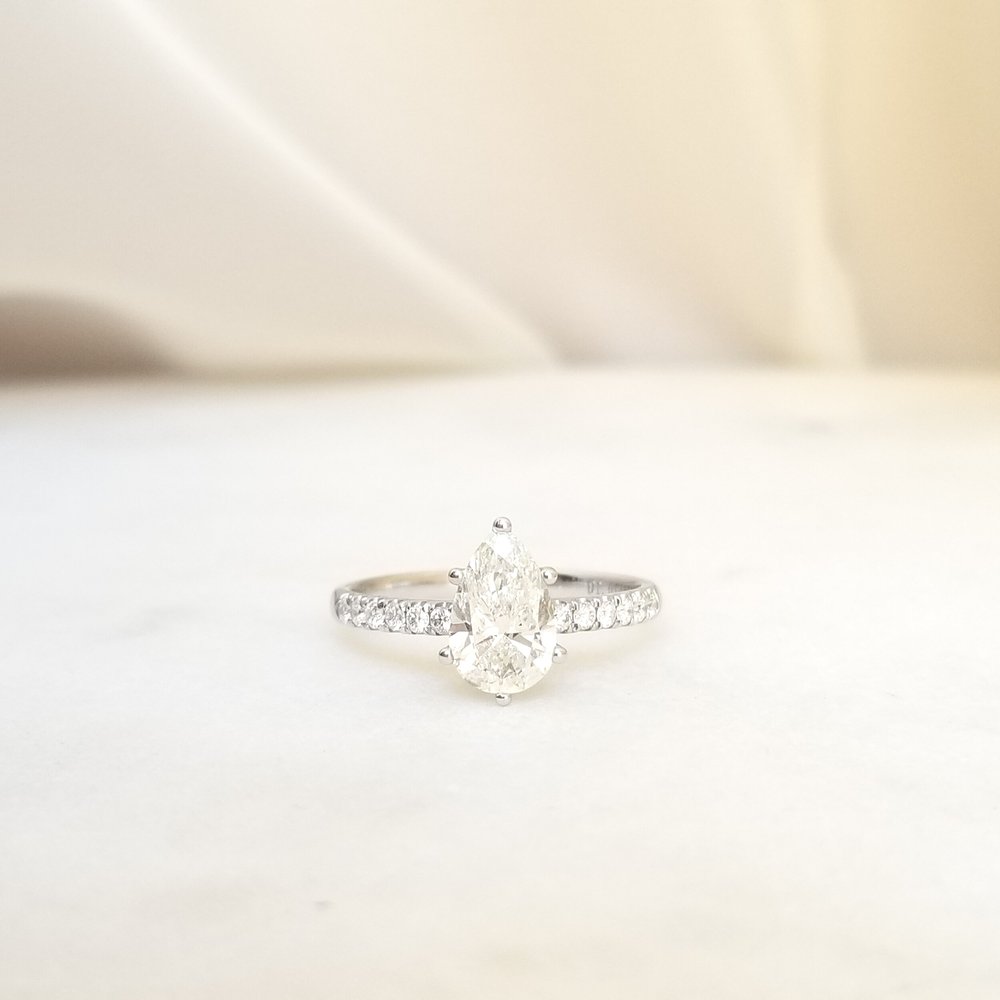 1.01 CT Pear Lab-Created Diamond Hidden Halo Engagement Ring